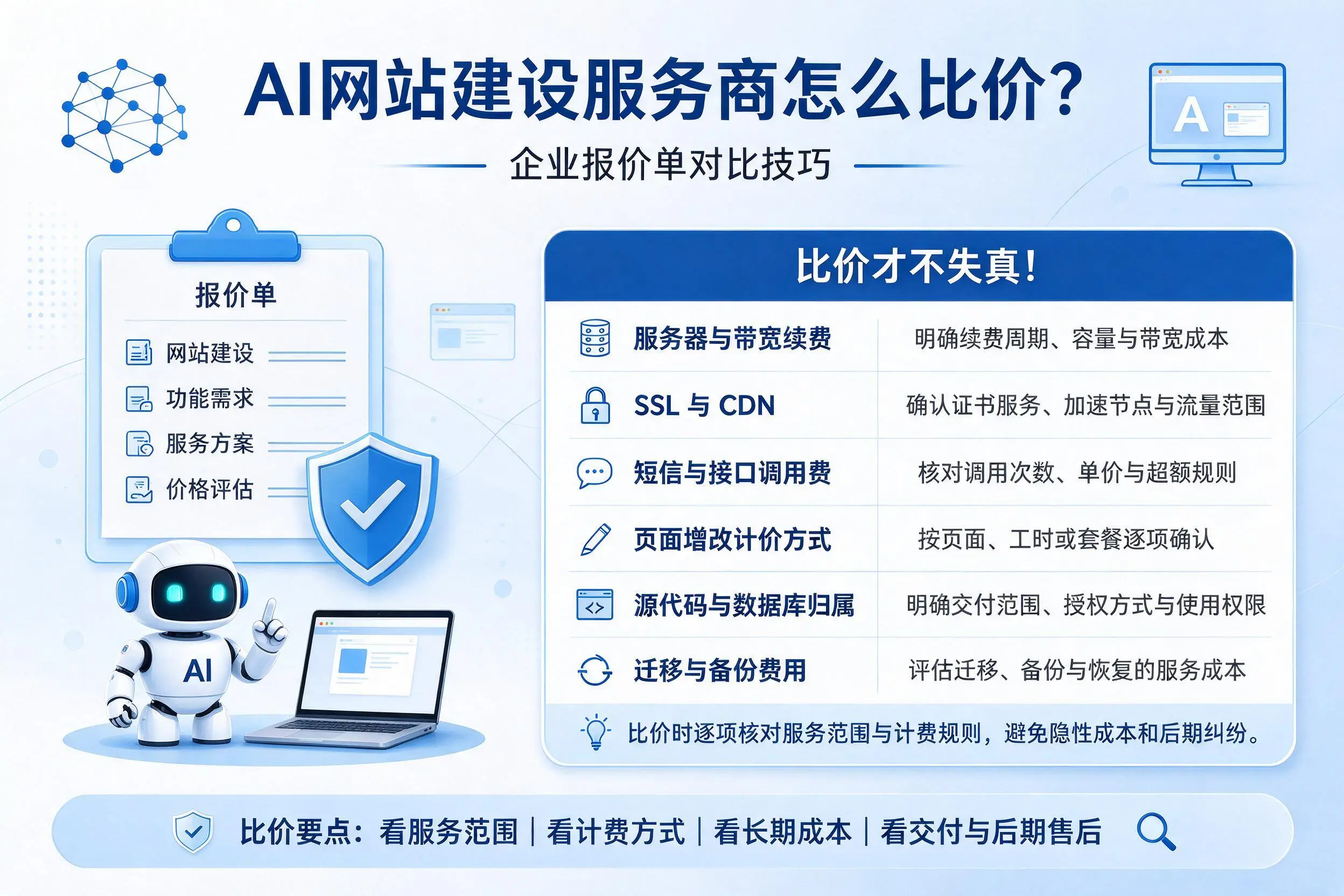 AI网站建设服务商怎么比价？乐东企业报价单对比技巧