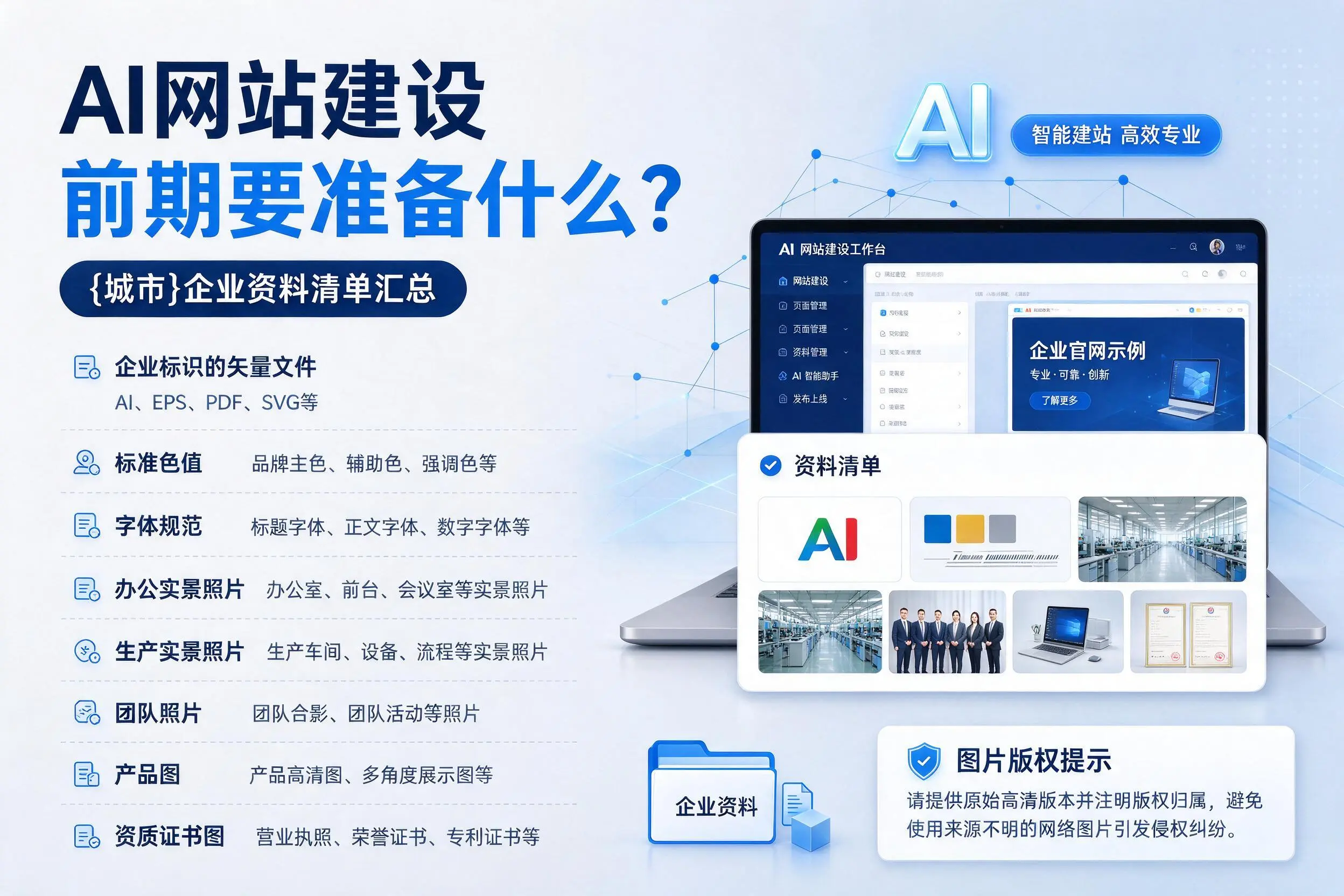AI网站建设前期要准备什么？乐东企业资料清单汇总